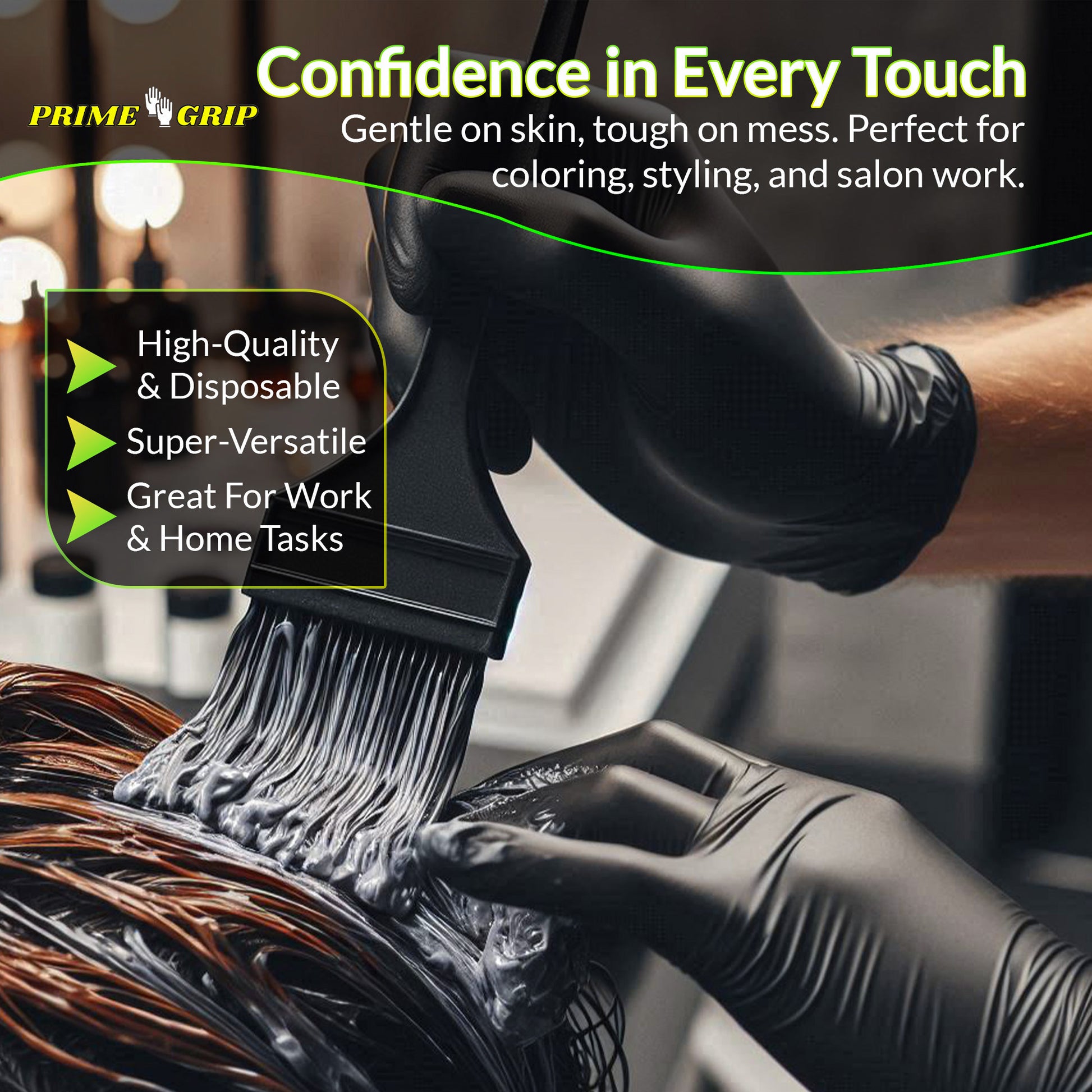 Medium Size - PrimeGrip Black Nitrile Gloves 6 Mil - Heavy Duty, Industrial Grade, Latex-Free, Powder-Free - Disposable for Mechanics, Tattoo