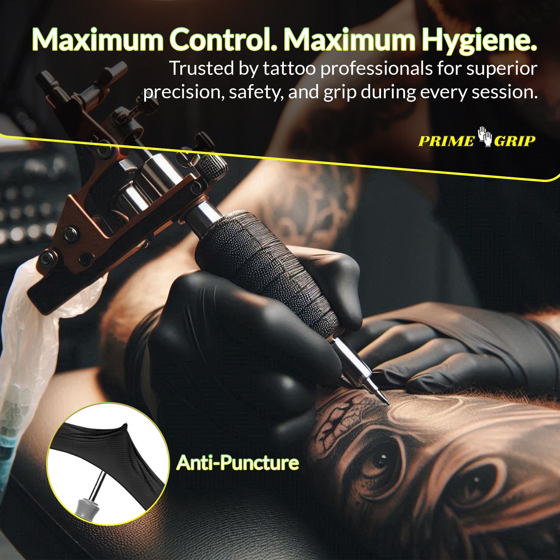 10-Pack Medium Size - PrimeGrip Black Nitrile Gloves 6 Mil - Heavy Duty, Industrial Grade, Latex-Free, Powder-Free - Disposable for Mechanics, Tattoo