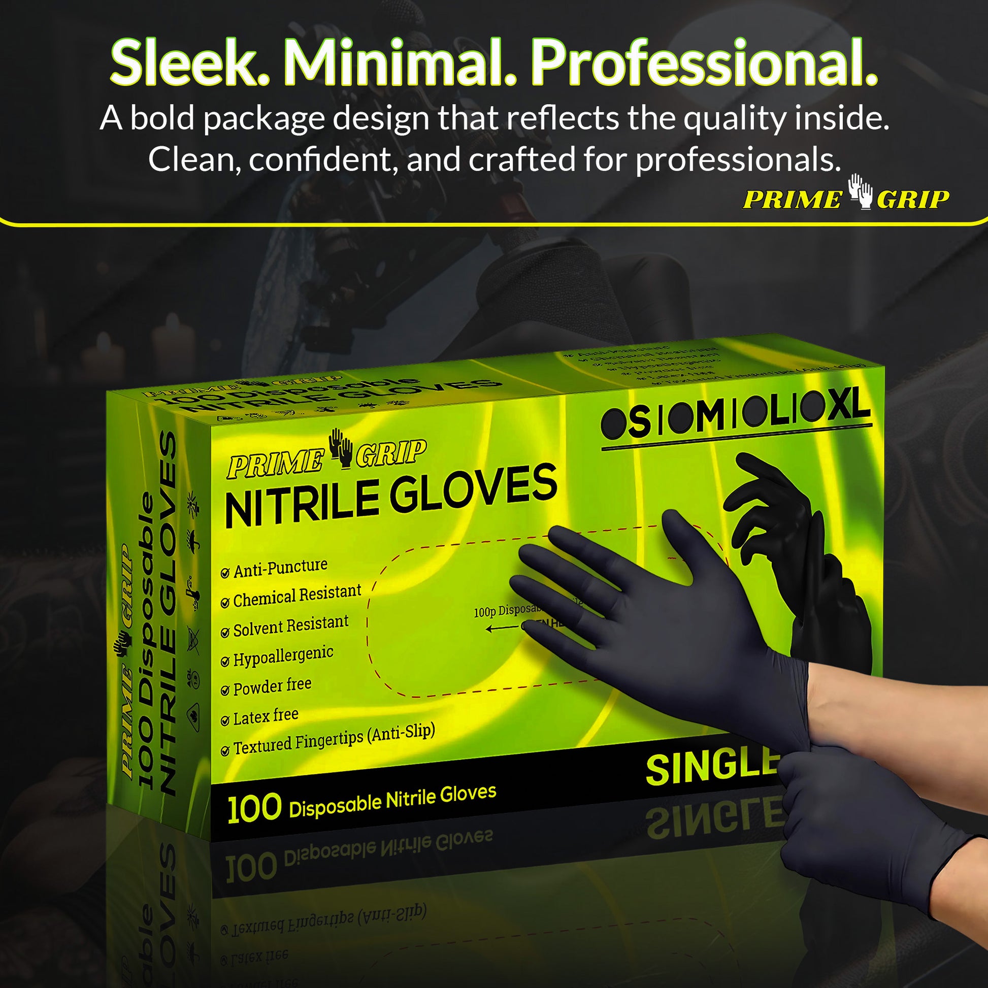 Medium Size - PrimeGrip Black Nitrile Gloves 6 Mil - Heavy Duty, Industrial Grade, Latex-Free, Powder-Free - Disposable for Mechanics, Tattoo